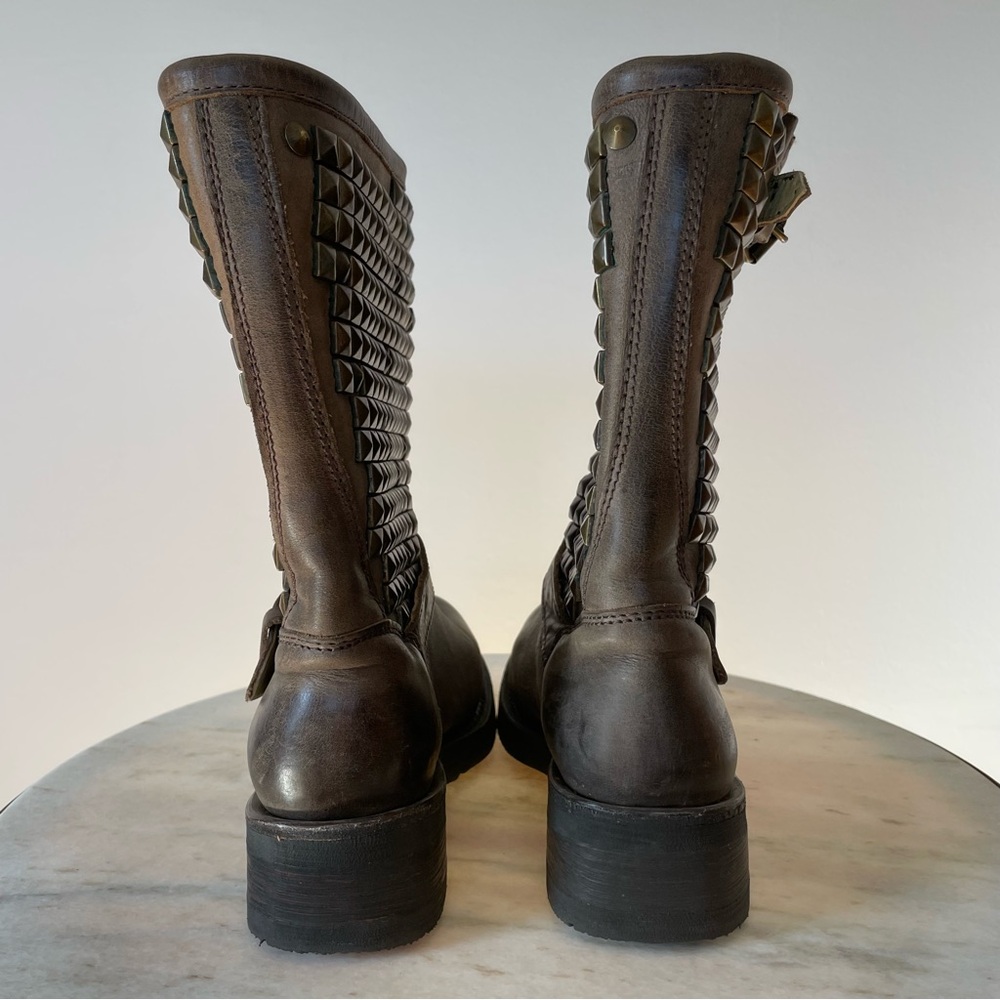 Ash Studded Engineer Moto Boot in Distressed Brown Leather, Size 6 - Picture 11 of 14